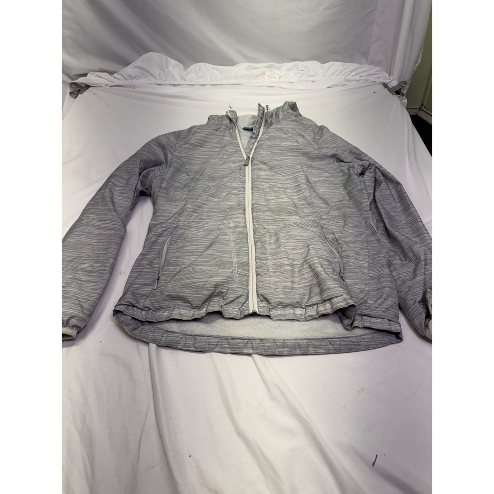 Free Country Jacket Women's sz M Super Softshell Faux Fleece Lined Hooded Silver